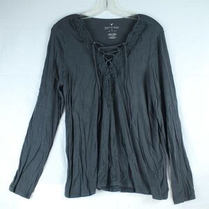 American Eagle Outfitters Soft & Sexy Gray Long Sleeve Blouse Women Size L